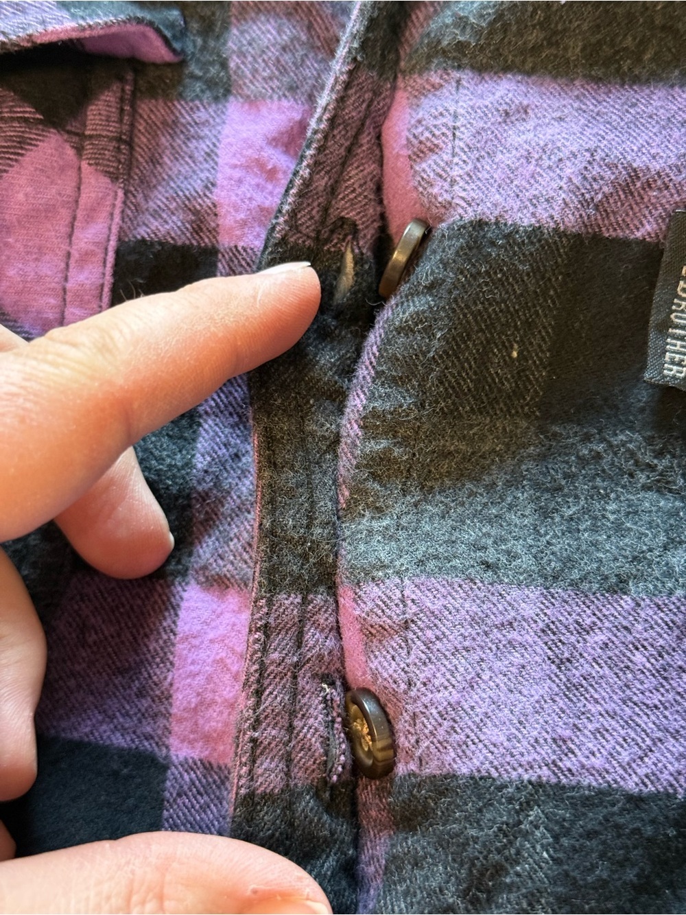 Women’s Purple & Black Plaid Button-Down Flannel 100% cotton - Picture 11 of 14